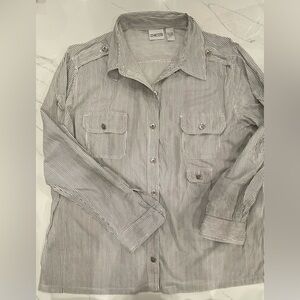 Chico's Striped Long Sleeve Button Down Blouse Size 3
